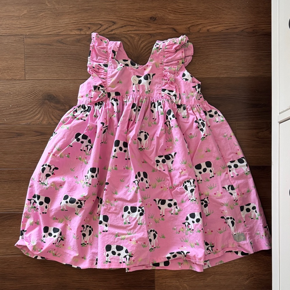 Pink Cow Print Kids Dress